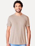 Camiseta Reserva Masculina Slim Malha Pêssego Cáqui Mescla