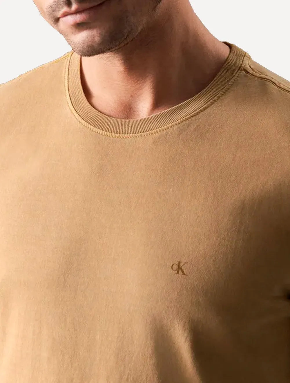Camiseta Calvin Klein Jeans Masculina Monogram Logo Pigmento Marrom Claro