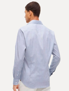 Camisa Tommy Hilfiger Masculina Slim Striped Stretch Azul Marinho