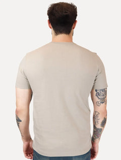 Camiseta Calvin Klein Jeans Masculina Frontal Logo Rubber Relevo Cáqui Claro