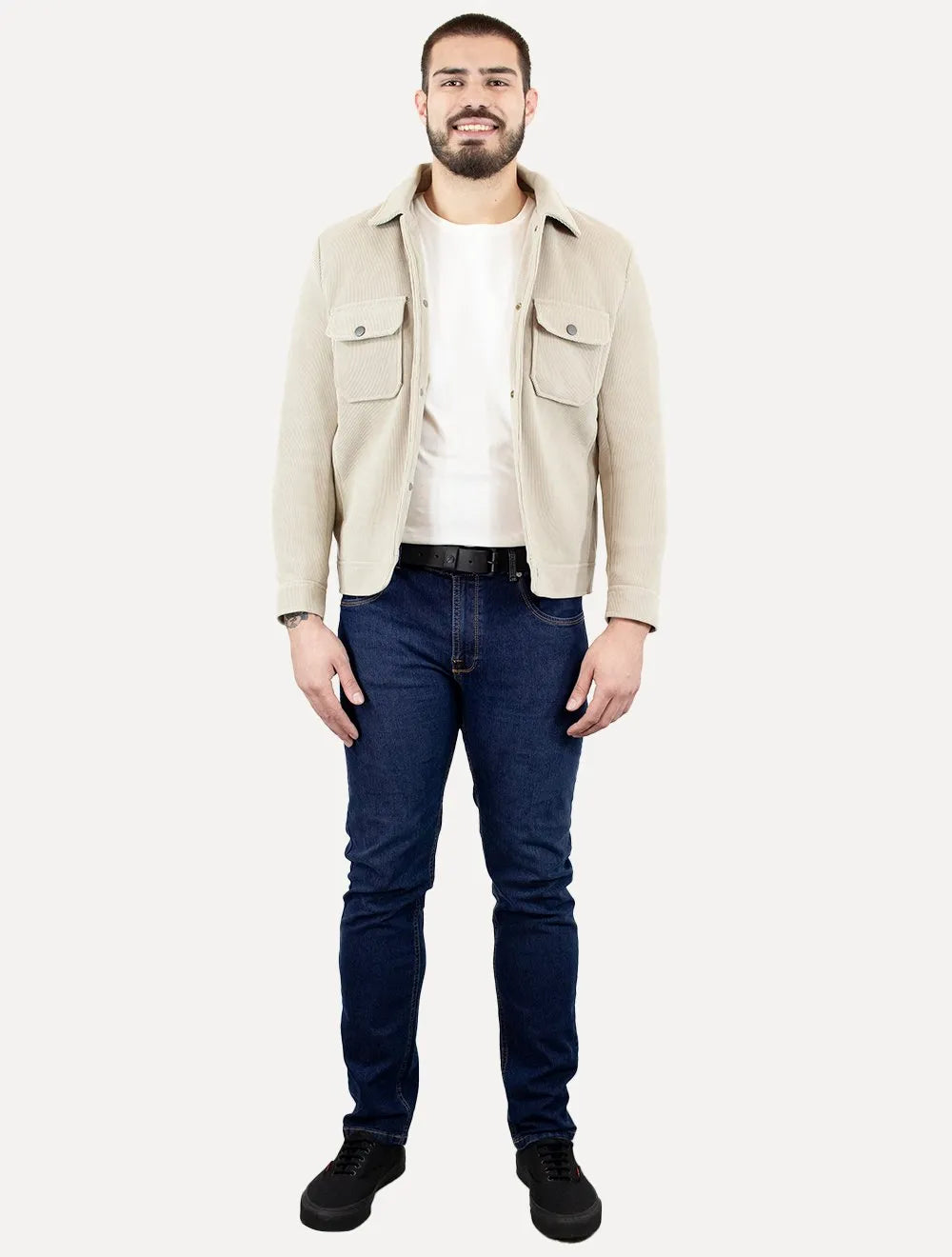 Jaqueta Dixen Masculina Cotelê Canelada Pockets Button Areia