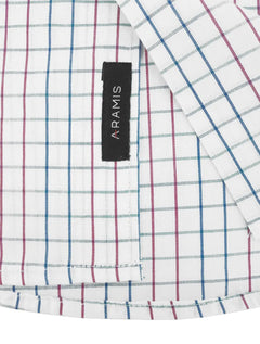 Camisa Aramis Masculina Slim Tricoline Xadrez Pink Blue Branca