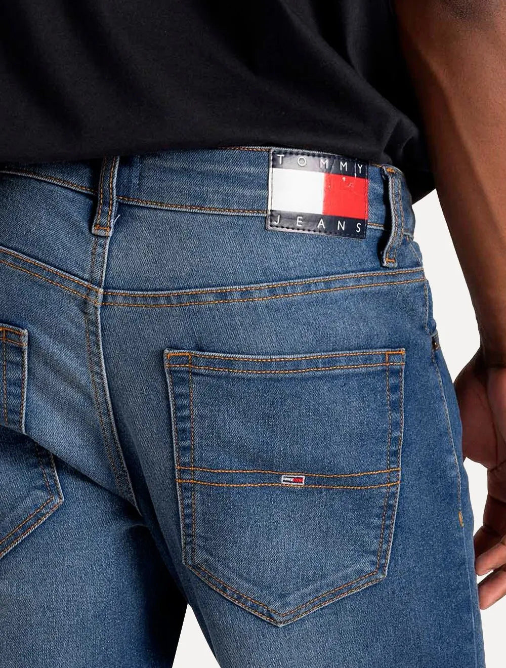 Calça Tommy Jeans Masculina Slim Scanton Flag Pocket Azul Médio