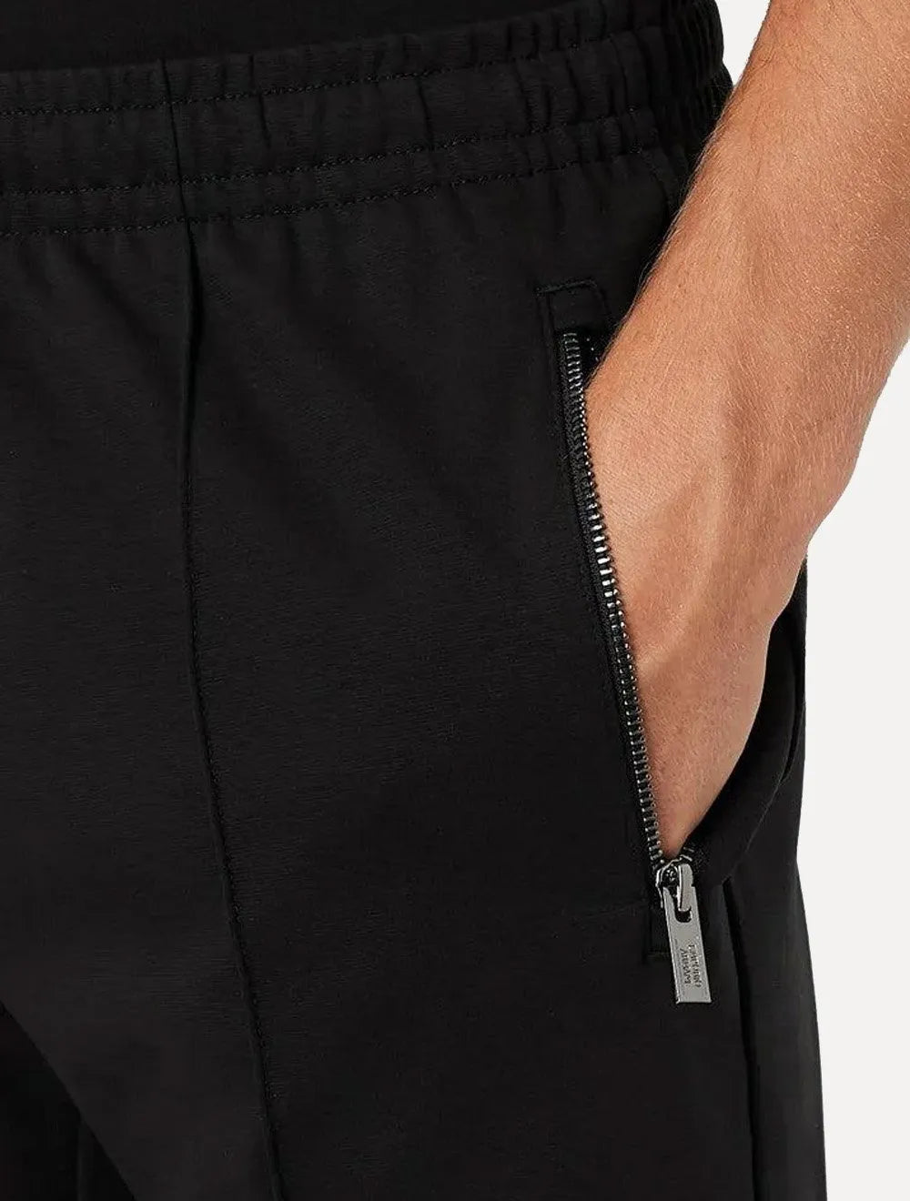 Calça Moletom Empório Armani Masculina Jogger Pocket Zip Preta