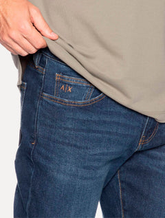 Calça Jeans Armani Exchange Masculina Skinny Fit 5 Pockets Azul Escuro