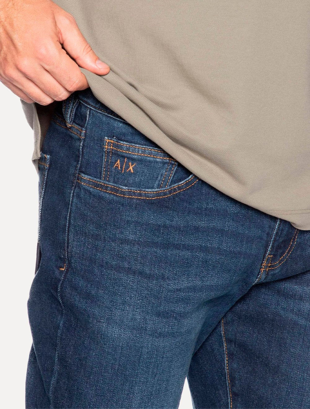 Calça Jeans Armani Exchange Masculina Skinny Fit 5 Pockets Azul Escuro