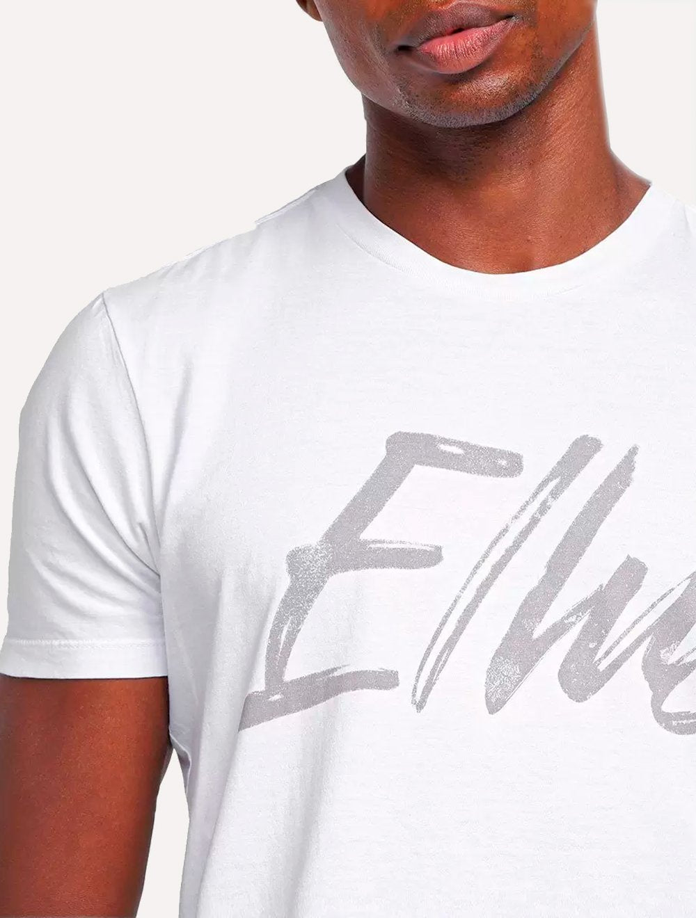Camiseta Ellus Masculina Maxi Logo Classic Brush Branca