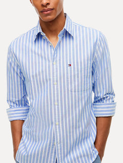 Camisa Tommy Jeans Masculina Regular Oxford Striped Azul
