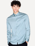 Camisa Armani Exchange Masculina Cotton Slim Fit Mono Logo Azul Índigo