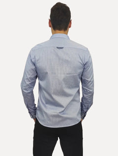 Camisa Dudalina Masculina Slim Superfine Cotton Mini Print Azul Claro