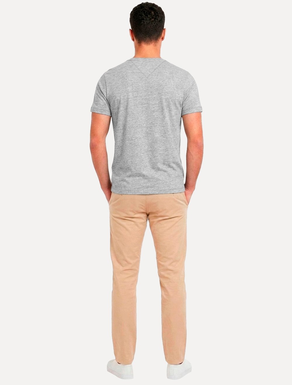 Camiseta Tommy Hilfiger Masculina Arch Logo 1985 Cinza Mescla
