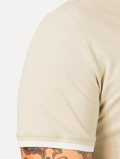 Polo Tommy Jeans Masculina Piquet Regular Placket Friso Areia