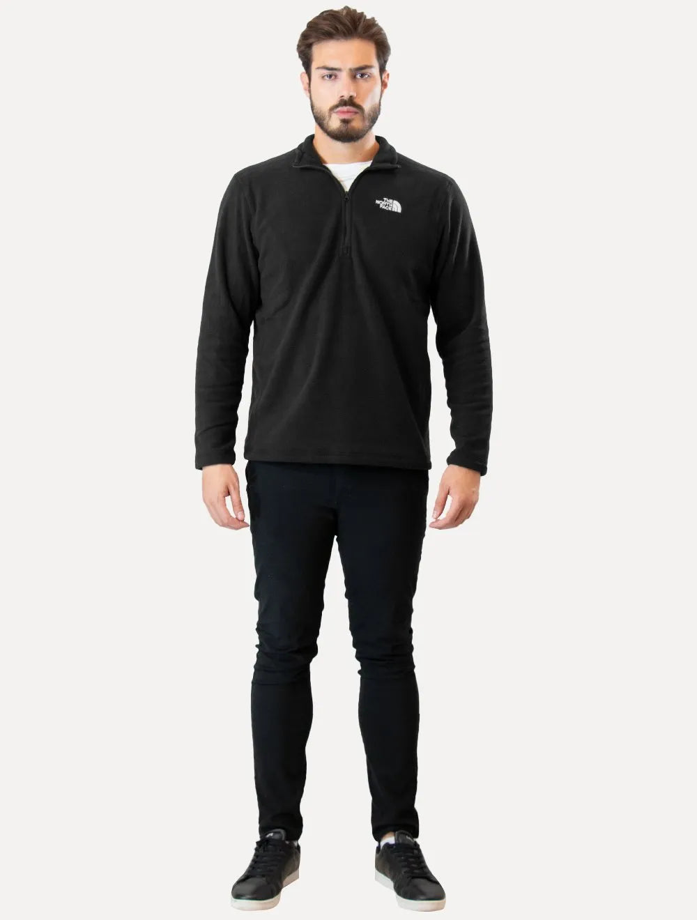 Blusa The North Face Masculina Fleece TKA 100 Glacier 1/4 Zip Preta