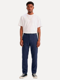 Calça Calvin Klein Jeans Masculina Viscose Linho Botão Azul Marinho