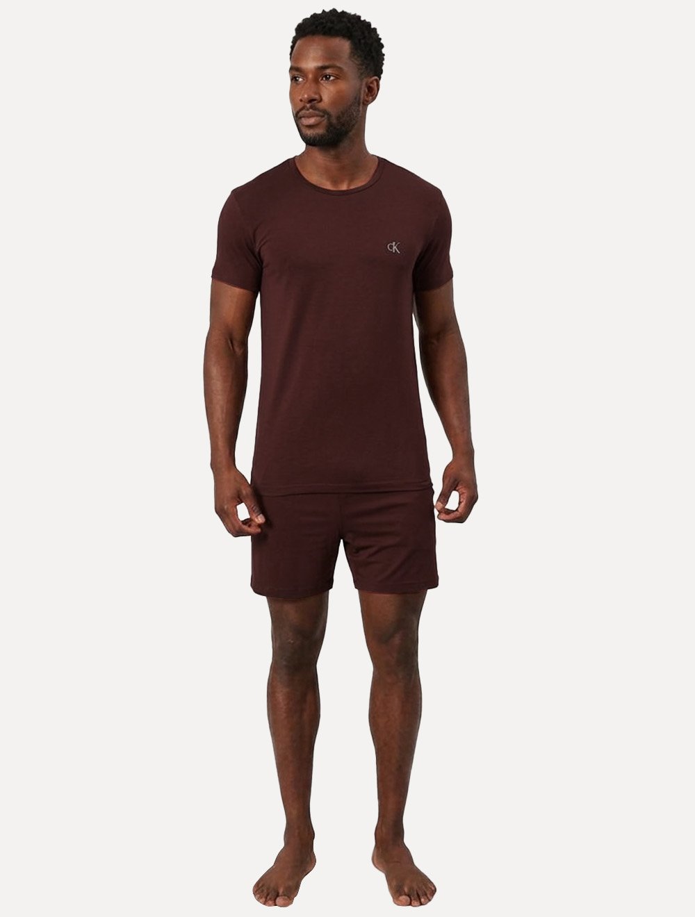 Pijama Calvin Klein Curto Bermuda Modal CK Logo Grande Bordô