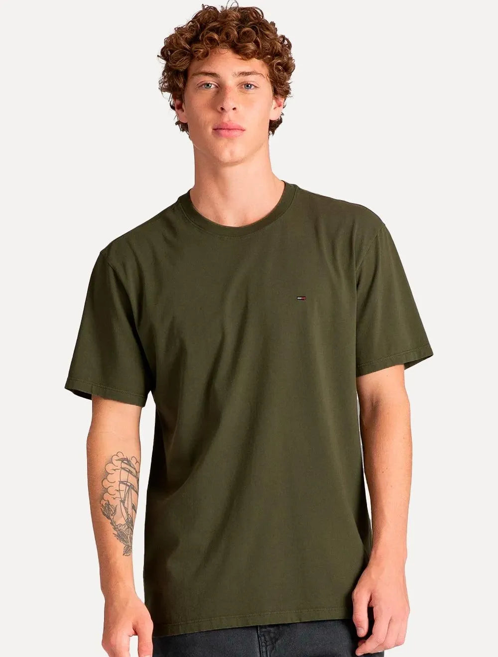 Camiseta Tommy Hilfiger Masculina Essential Cotton Verde Militar