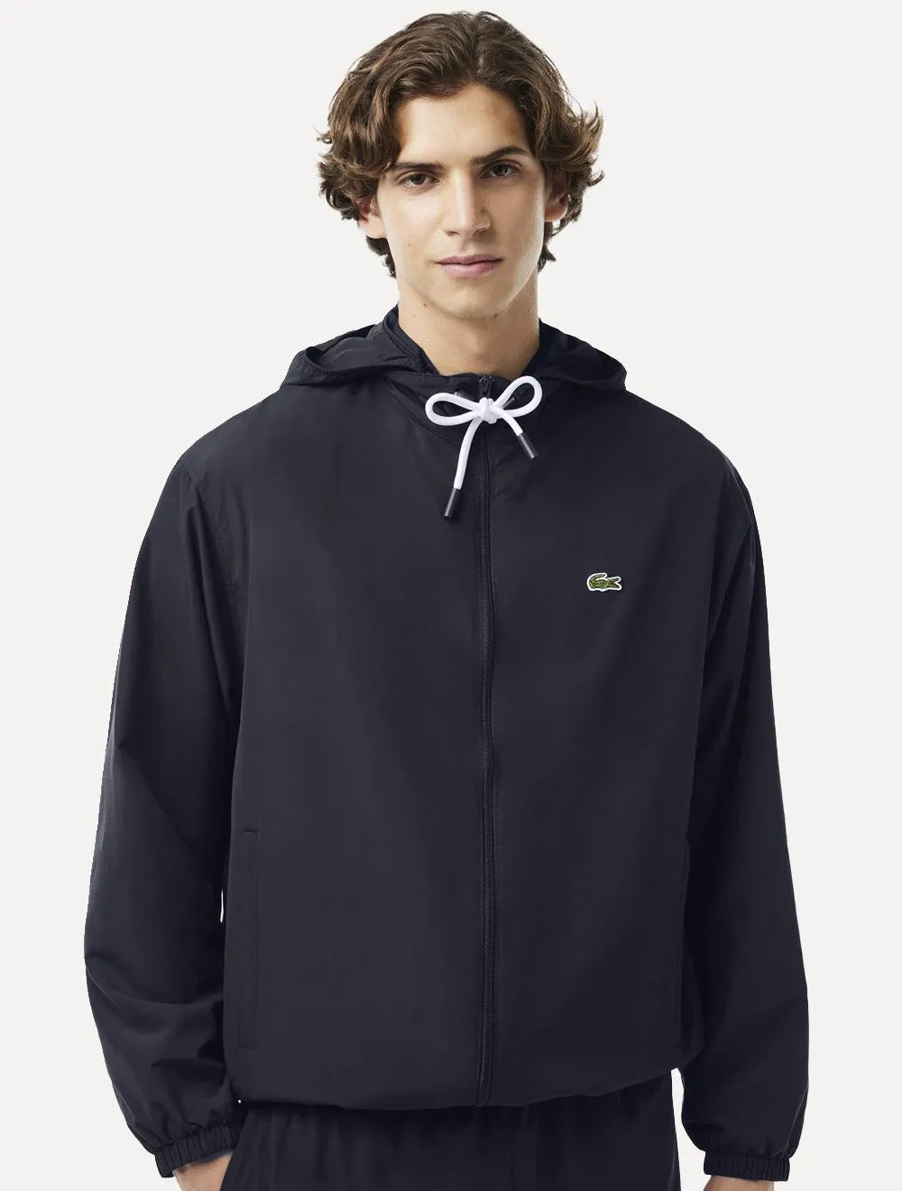 Jaqueta Lacoste Masculina Hoodie Curta Impermeável Azul Marinho