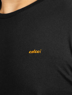 Camiseta Colcci Masculina Back To Basics Orange Logo Preta