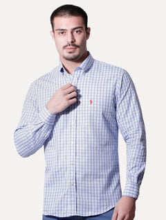 Camisa Ralph Lauren Masculina Custom Fit Turim Xadrez Azul