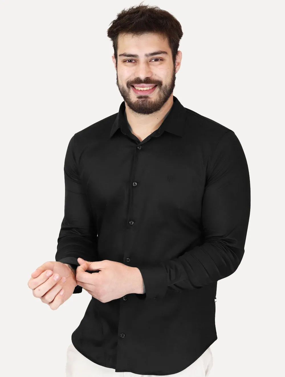 Camisa John John Masculina Ultra Slim Black Logo Preta