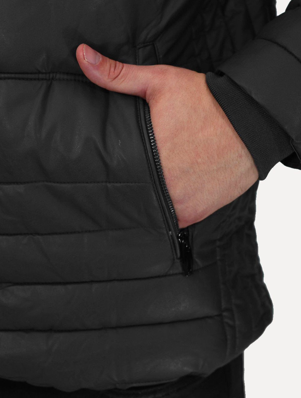 Jaqueta Dixen PU Zíper Frontal Chumbo