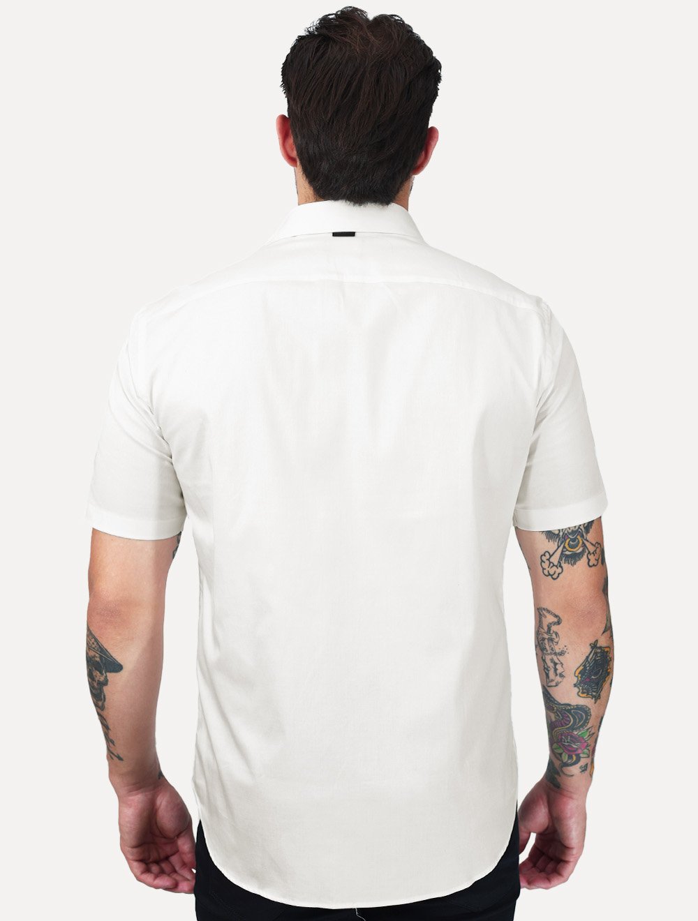 Camisa Aramis Masculina Manga Curta Slim Cetim Hudson Branco 