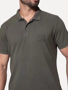 Polo Guess Masculina Piquet Small Patch Verde Militar