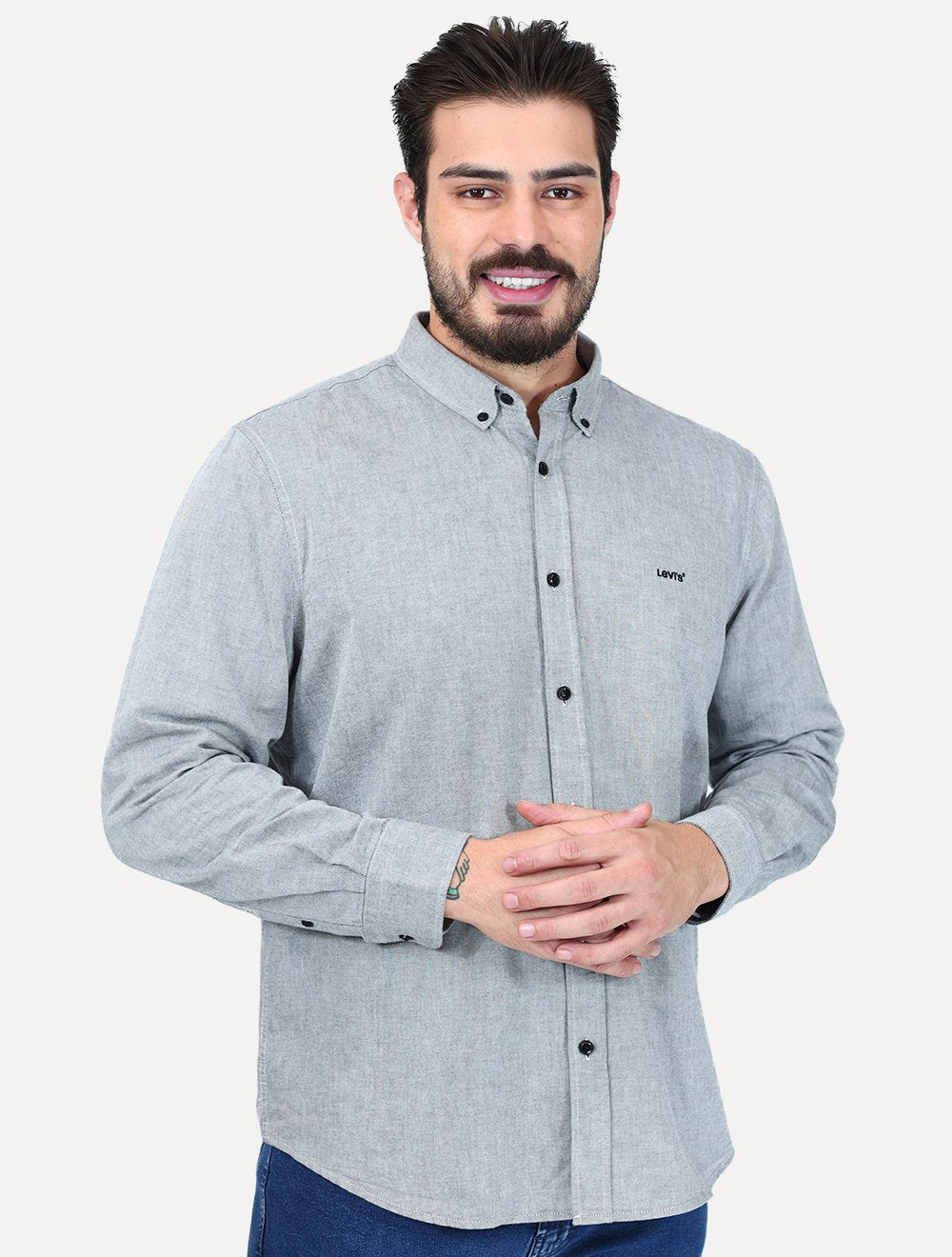 Camisa Levis Masculina Relaxed Authentic Button Down Cinza