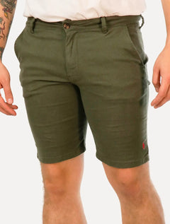 Bermuda Ralph Lauren Masculino Linho Red Icon Verde Militar