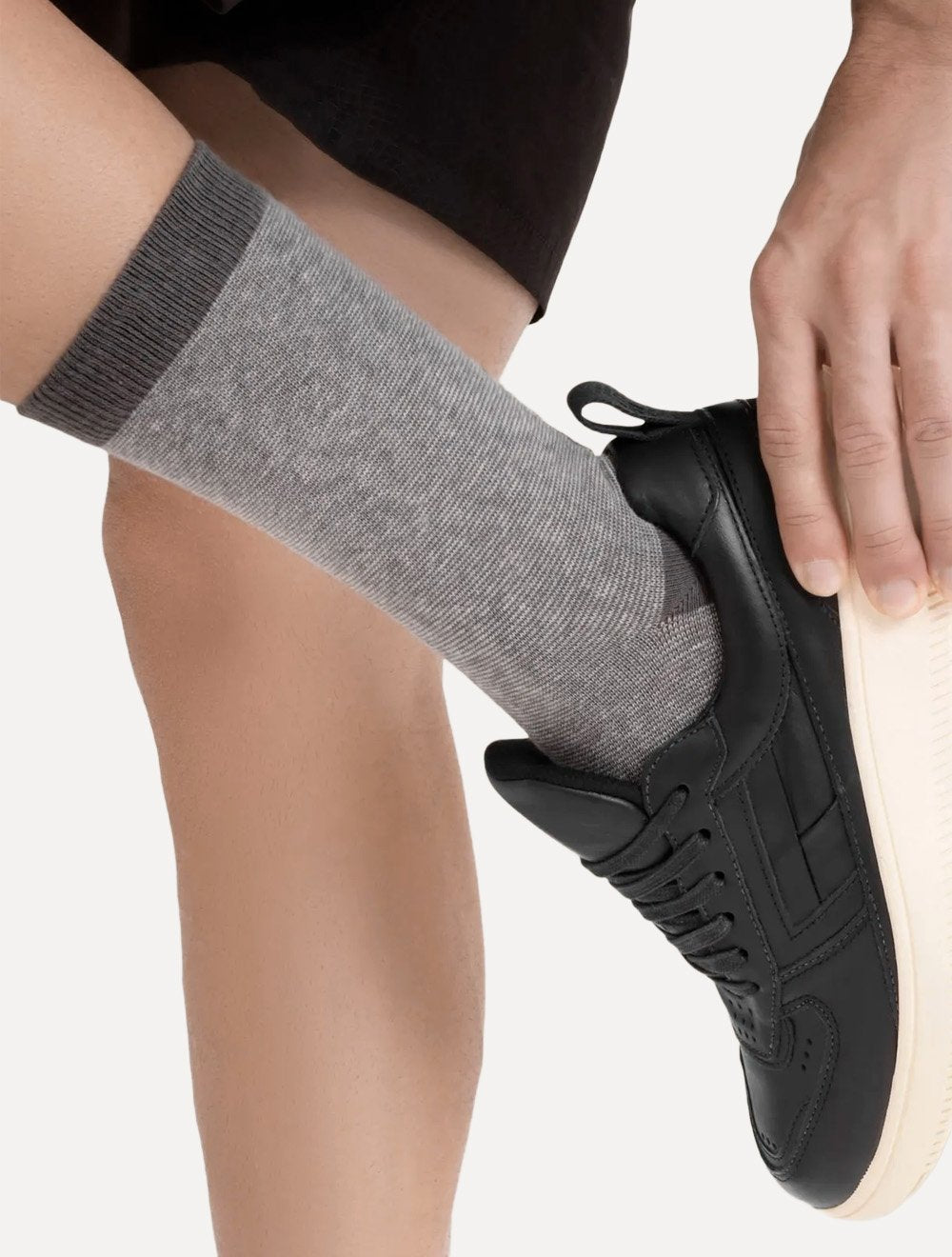 Meia Reserva Masculina Cano Alto Listrada Cinza