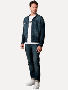 Jaqueta Calvin Klein Trucker Stoned Denim Azul Escuro