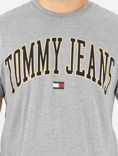 Camiseta Tommy Jeans Masculina Regular Classic Gold Arch Cinza Mescla