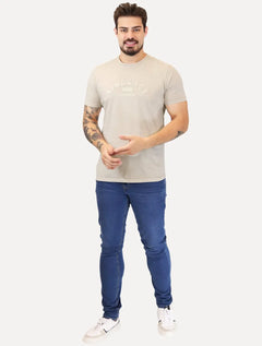 Camiseta King & Joe Masculina Estonada Bordado Estd 2013 Areia