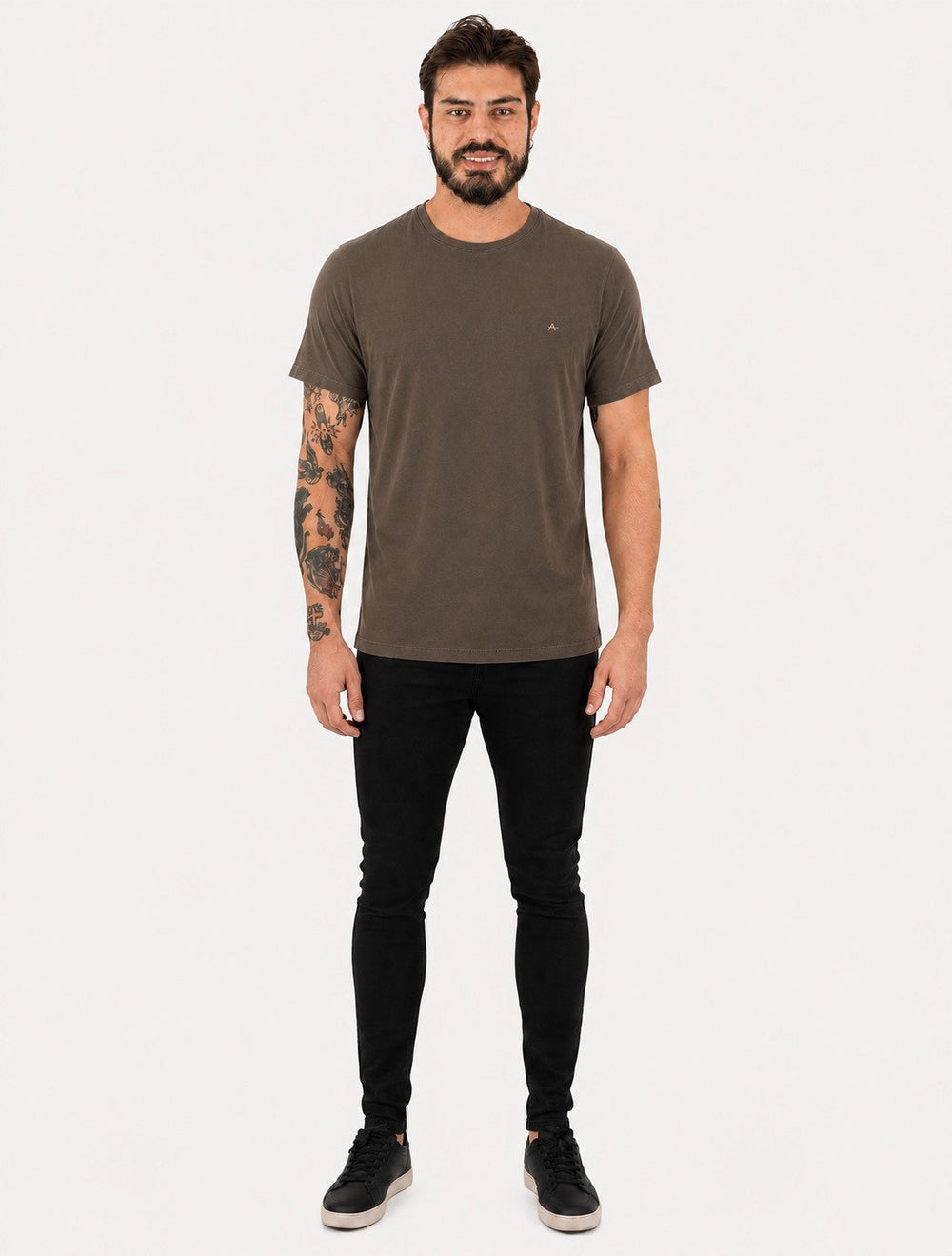 Camiseta Aramis Masculina Basic Lisa Mono Icon Cáqui Escuro