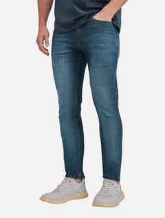 Calça King & Joe Jeans Masculina Flex Denim Dark Blue Skinny Azul Médio