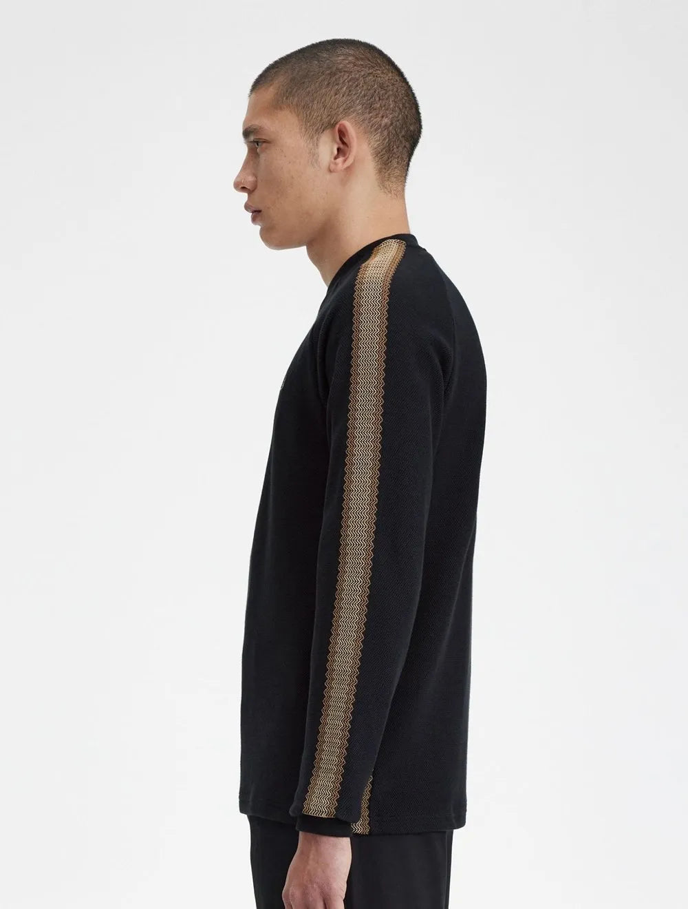 Blusa Fred Perry Masculina Crochet Taped Track Preta