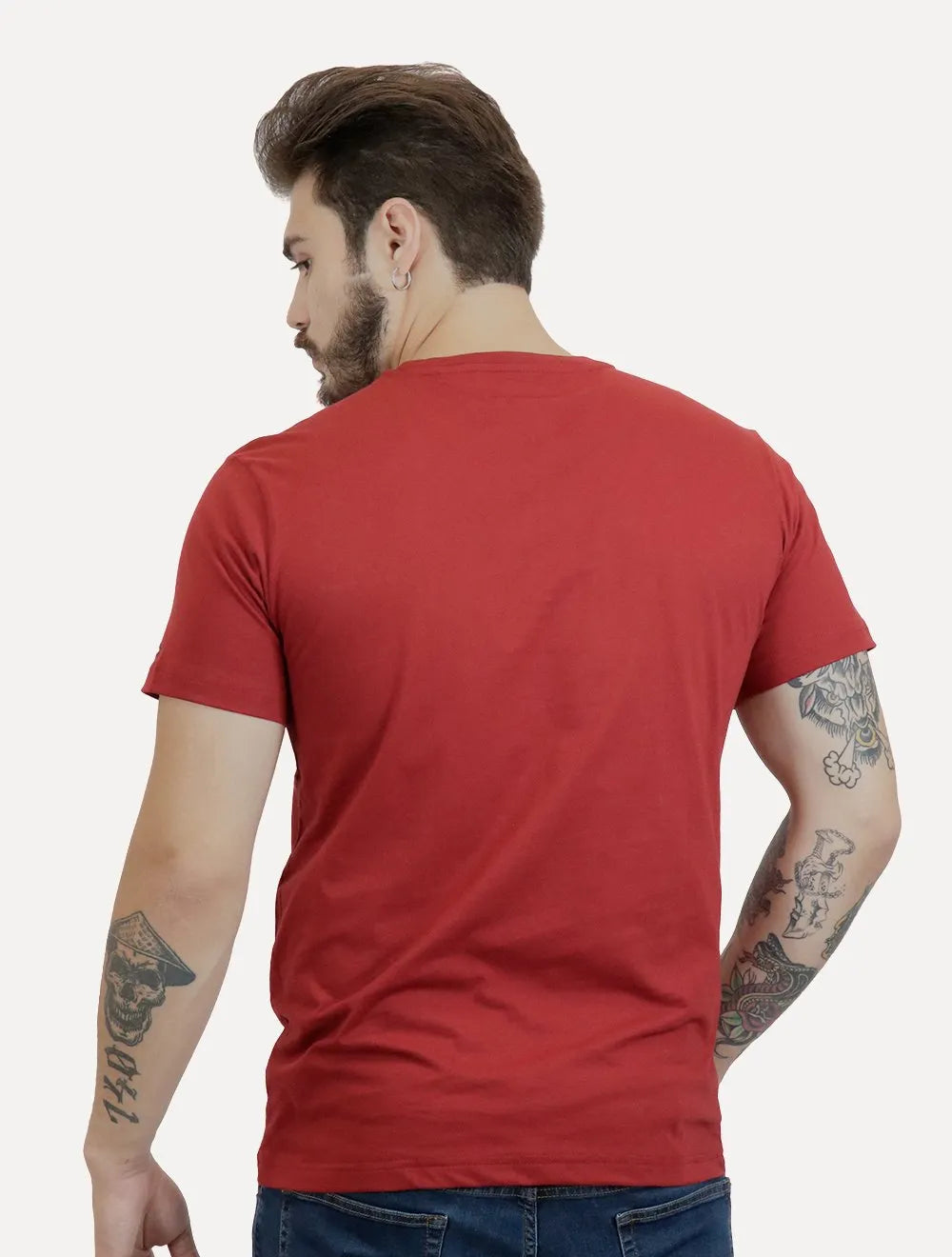 Camiseta Tommy Hilfiger Masculina Core Logo Vermelho Escuro