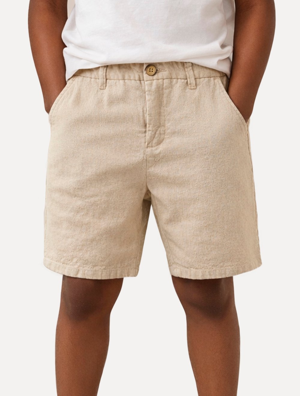Bermuda Reserva Infantil Casual Linho Areia