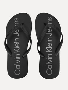 Chinelo Calvin Klein Jeans Silk Grey Logo Básico Preto
