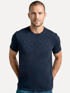 Camiseta Guess Masculina Los Angeles Embossed Logo Azul Marinho