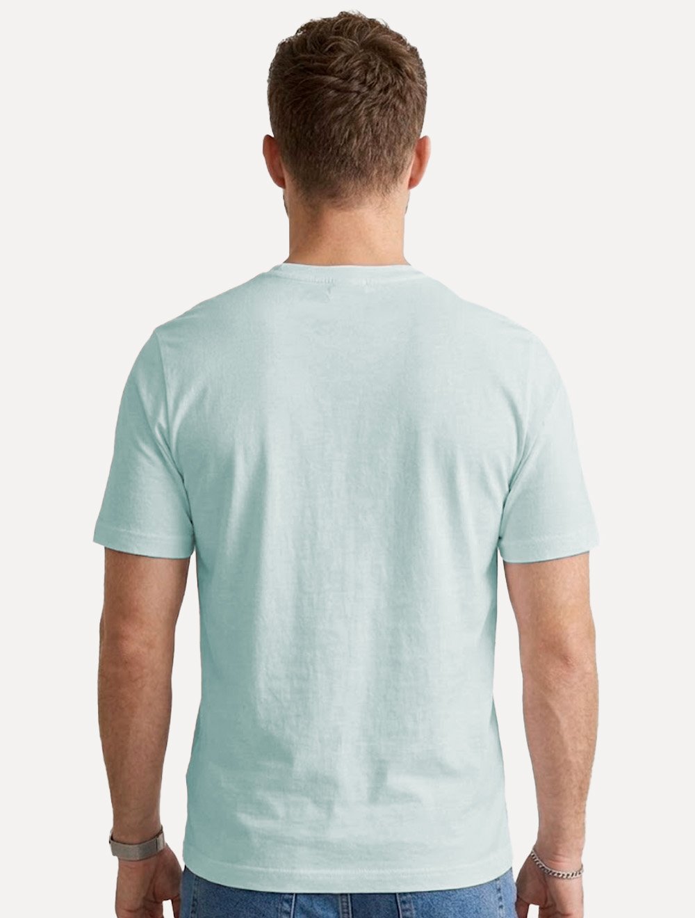 Camiseta Individual Masculina Comfort Pima Soft Touch Logo Azul Claro