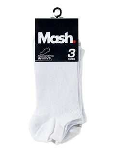 Meia Mash Esportiva Invisível Branca Kit 3 Pares