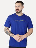 Camiseta Tommy Jeans Masculina Core Linear Gold Logo Azul Royal