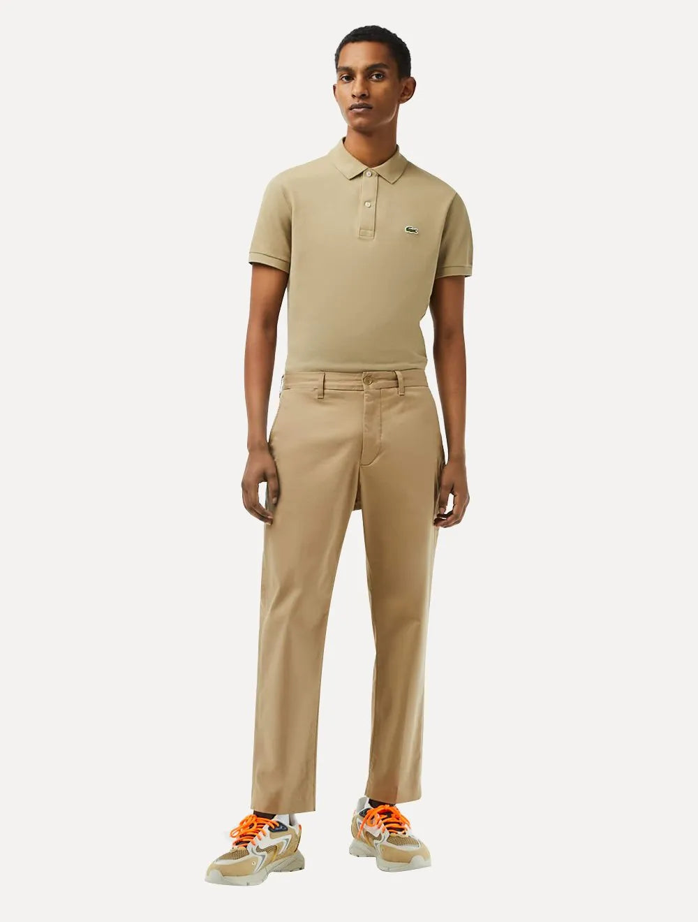 Calça Lacoste Masculina Skinny Sarja Chino Stretch Cotton Cáqui