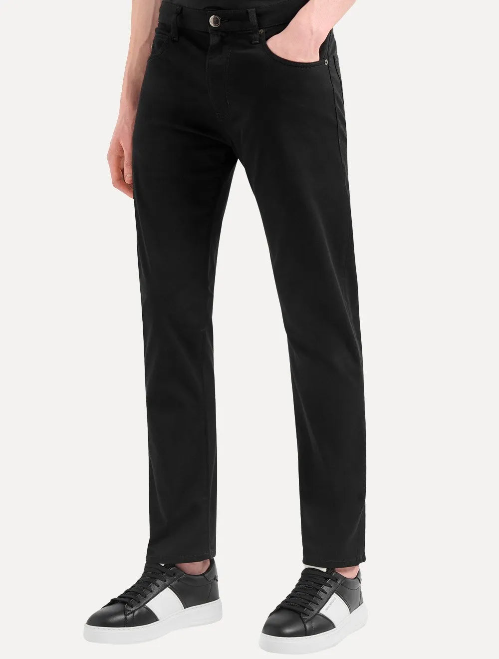 Calça Jeans Emporio Armani Masculina J45 Regular Fit Gabardine Stretch Preto