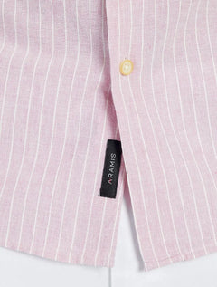 Camisa Aramis Masculina Slim Cambraia Listrada Rosa Claro