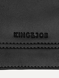 Carteira King & Joe Masculina Couro Horizontal Pesponto Preto