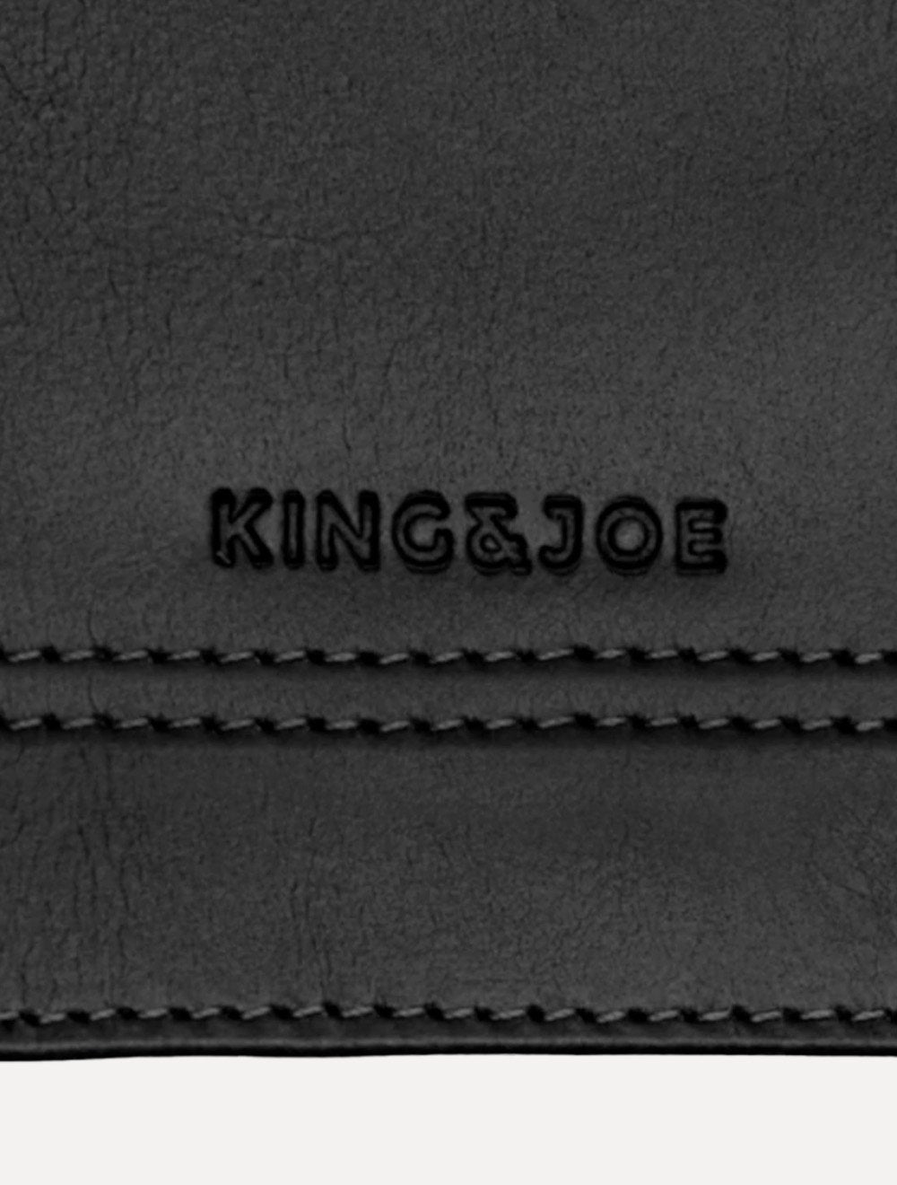 Carteira King & Joe Masculina Couro Horizontal Pesponto Preto
