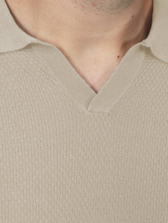 Polo Dixen Masculina Tricot Manga Curta Areia