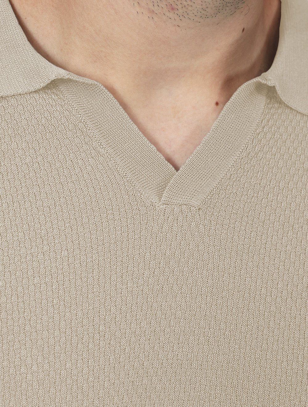 Polo Dixen Masculina Tricot Manga Curta Areia